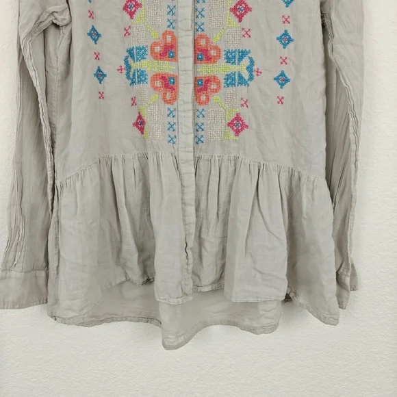 3J Workshop Johnny Was Long Sleeve Button Down Embroidered Lightweight Top Small - Picture 2 of 12